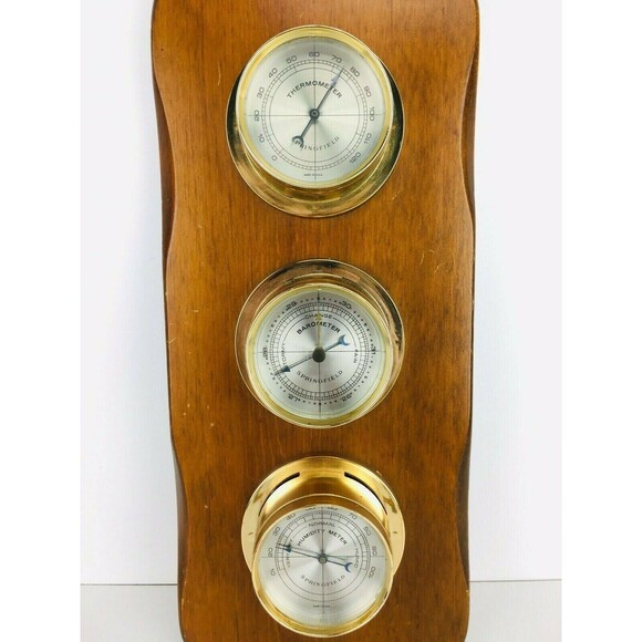 Vintage MCM Springfield Weather Station Wooden Wall Mounted Eagle Finial Topper - Picture 3 of 8